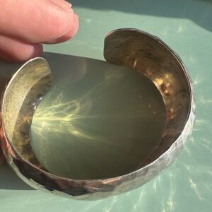 925 Sterling silver hammered cuff bracelet